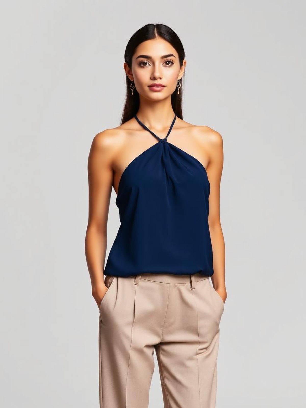 Halterneck Top — Navy