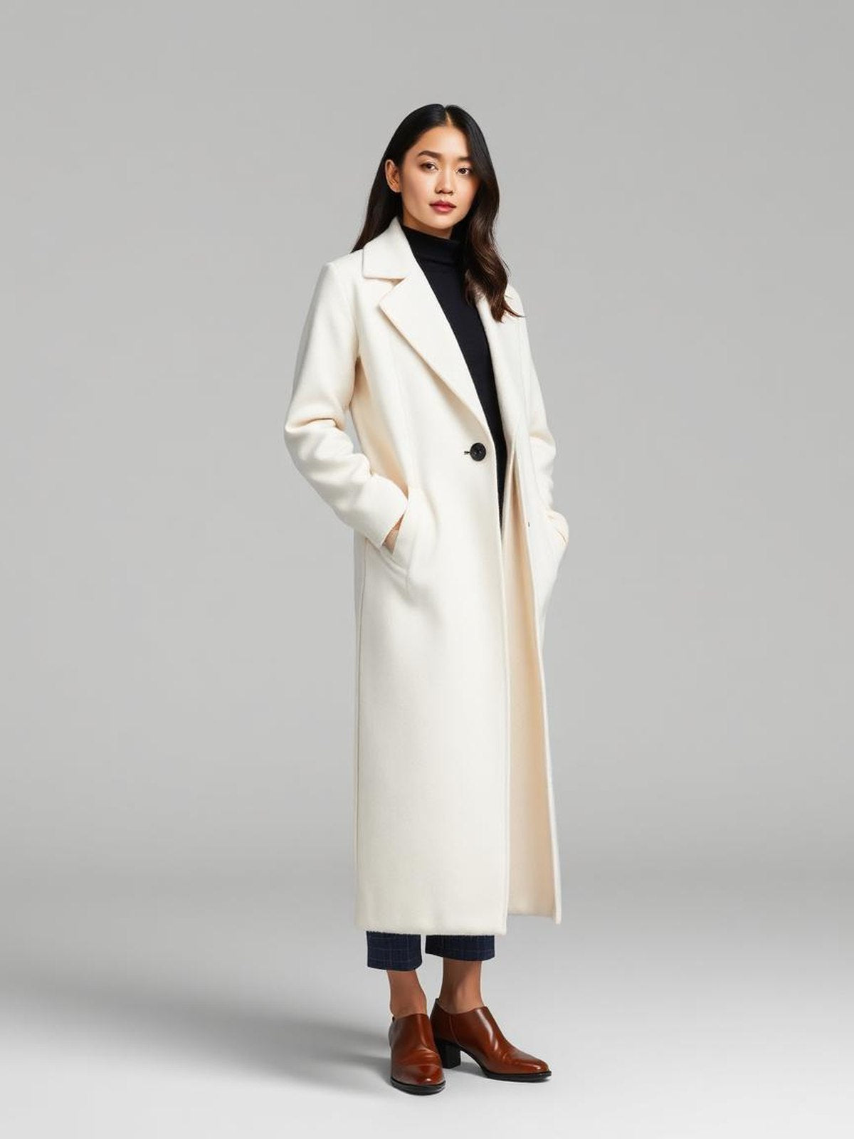 Ivory Longline Wool Coat
