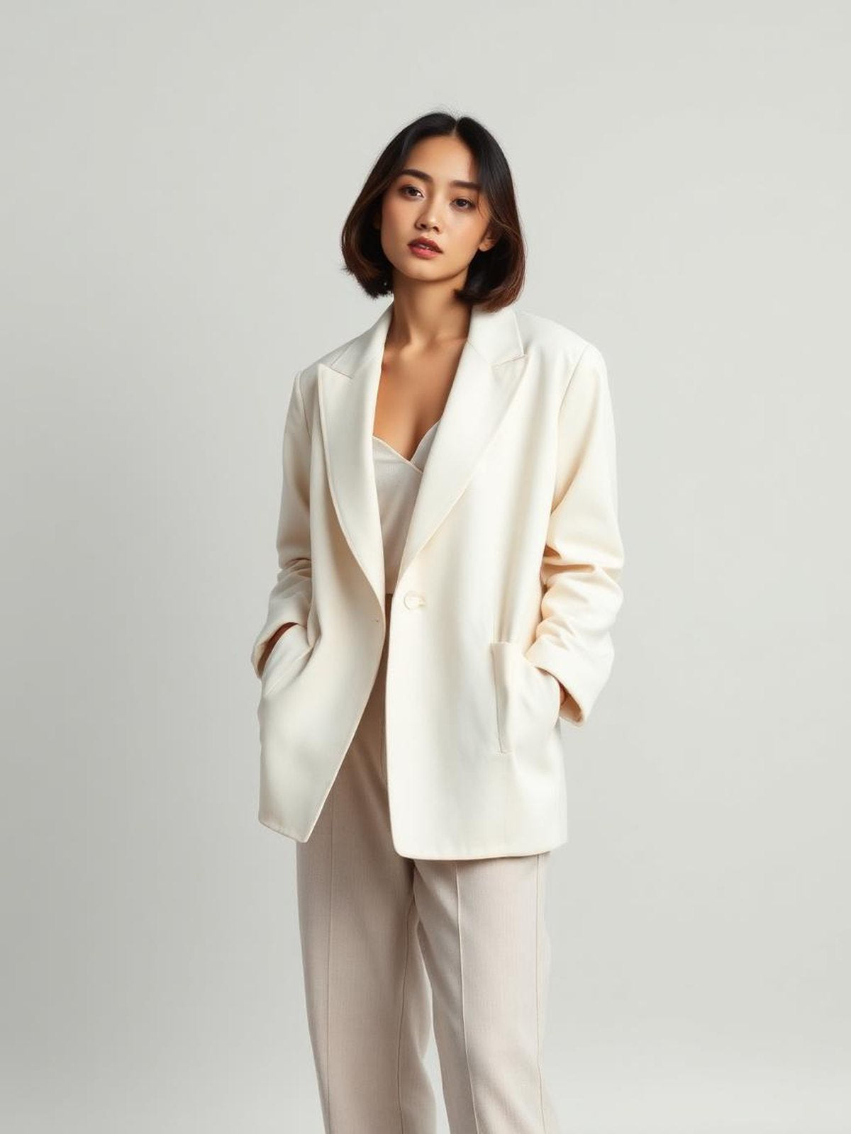Ivory Oversized Boyfriend Blazer