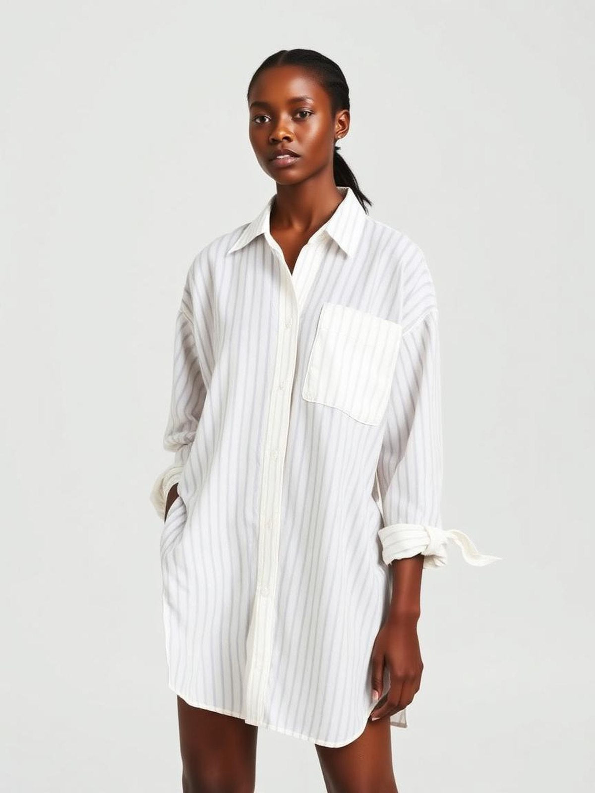 Ivory Oversized Striped Shirt