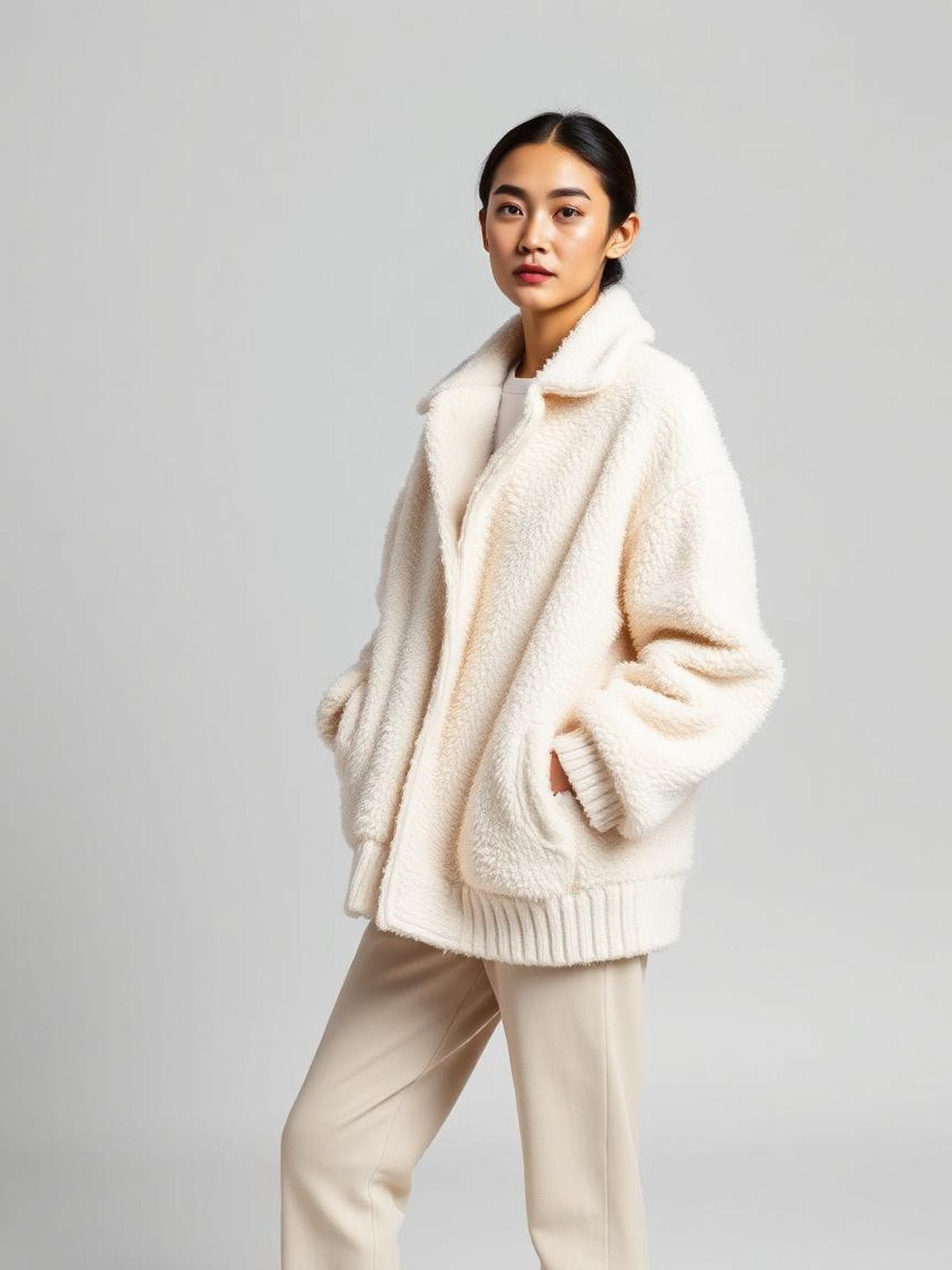 Ivory Teddy Fleece Jacket