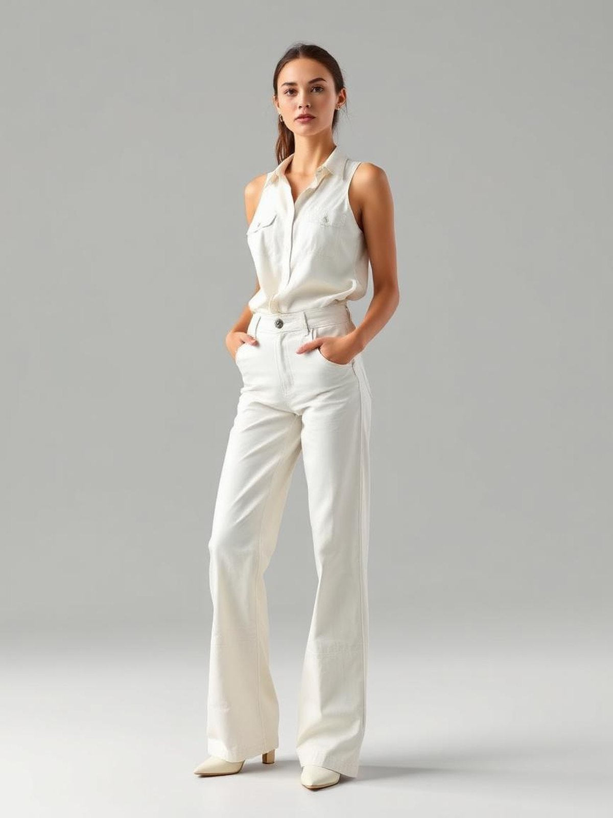 Ivory Wide Leg Jeans