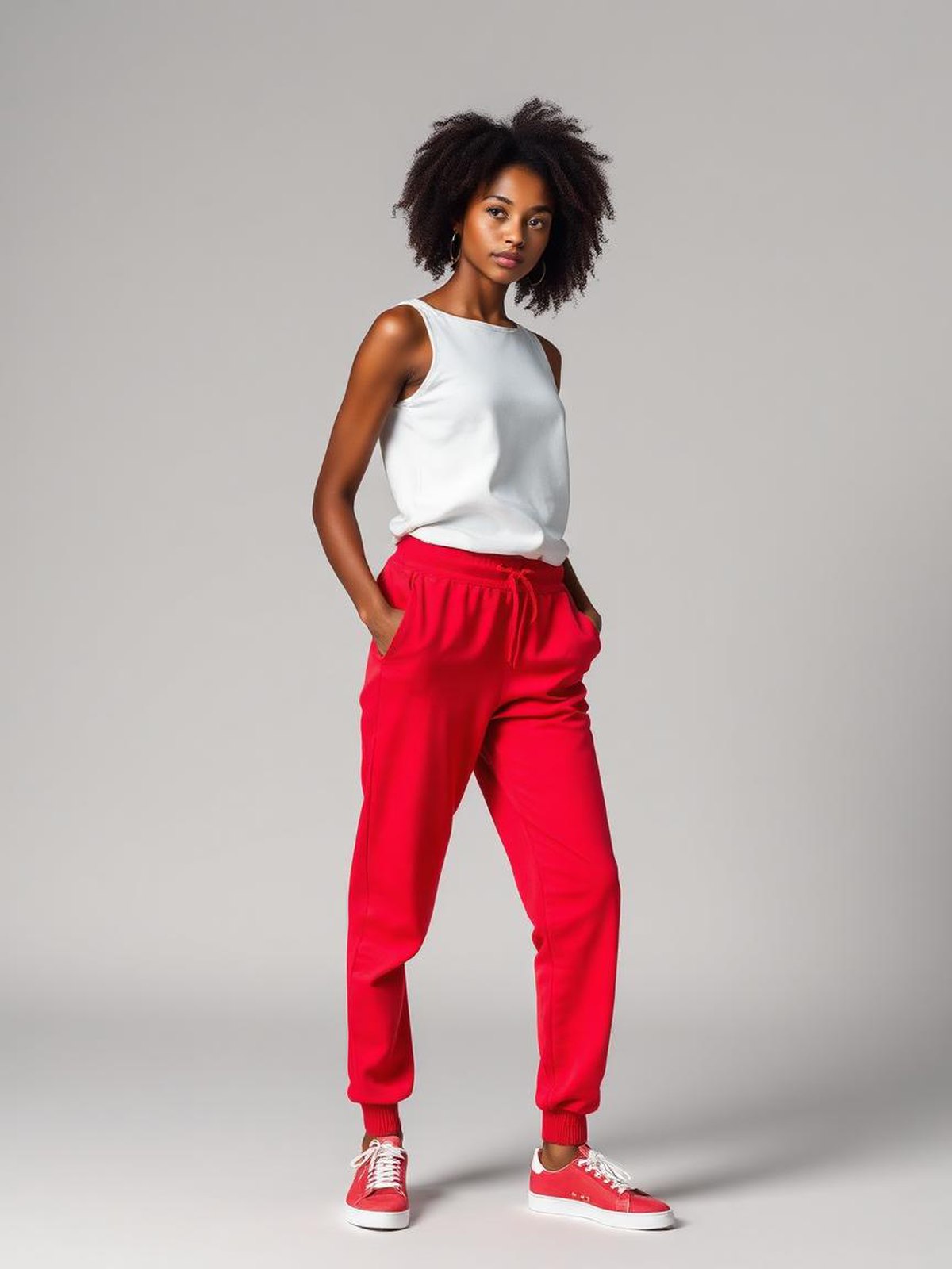 Jogger-Style Trousers — Red