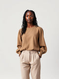Khaki Balloon Sleeve Blouse — Khaki