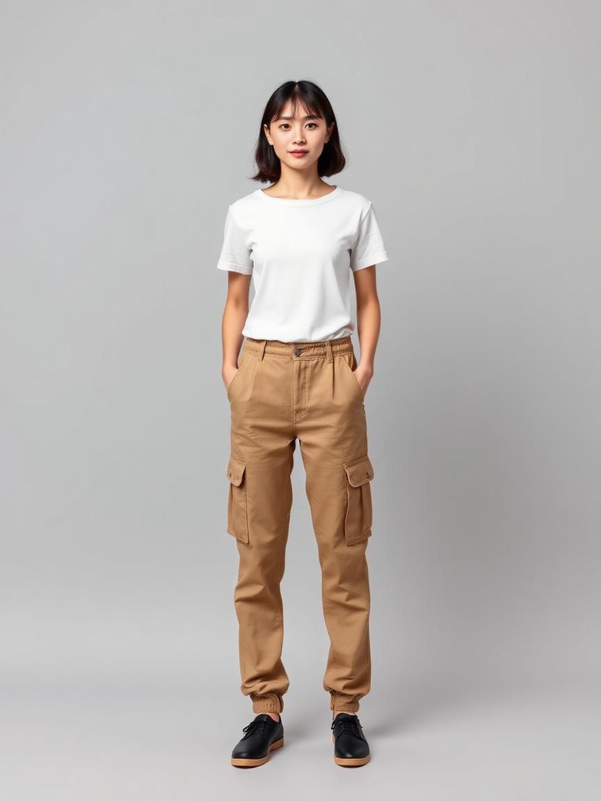 Khaki Cargo Pocket Trousers — Khaki