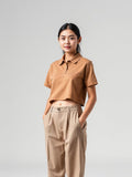 Khaki Cropped Polo Shirt — Khaki