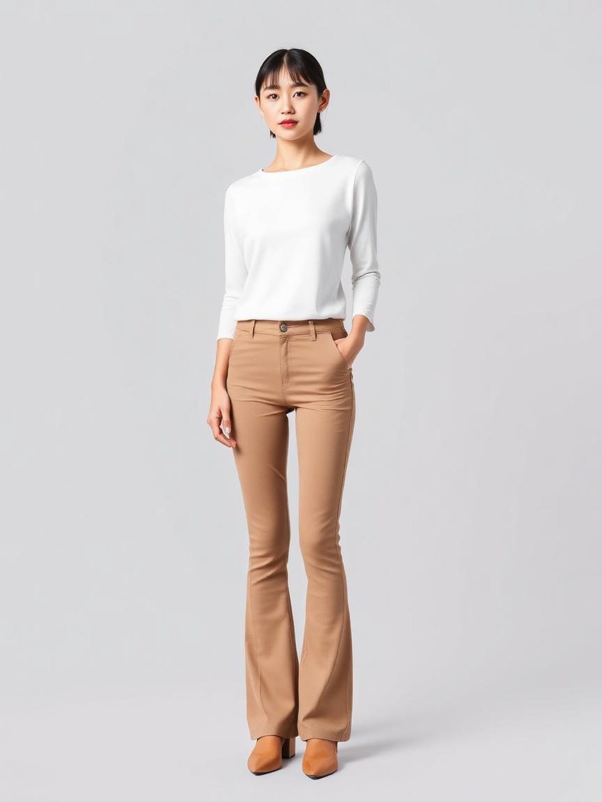 Khaki Flared Leggings — Khaki