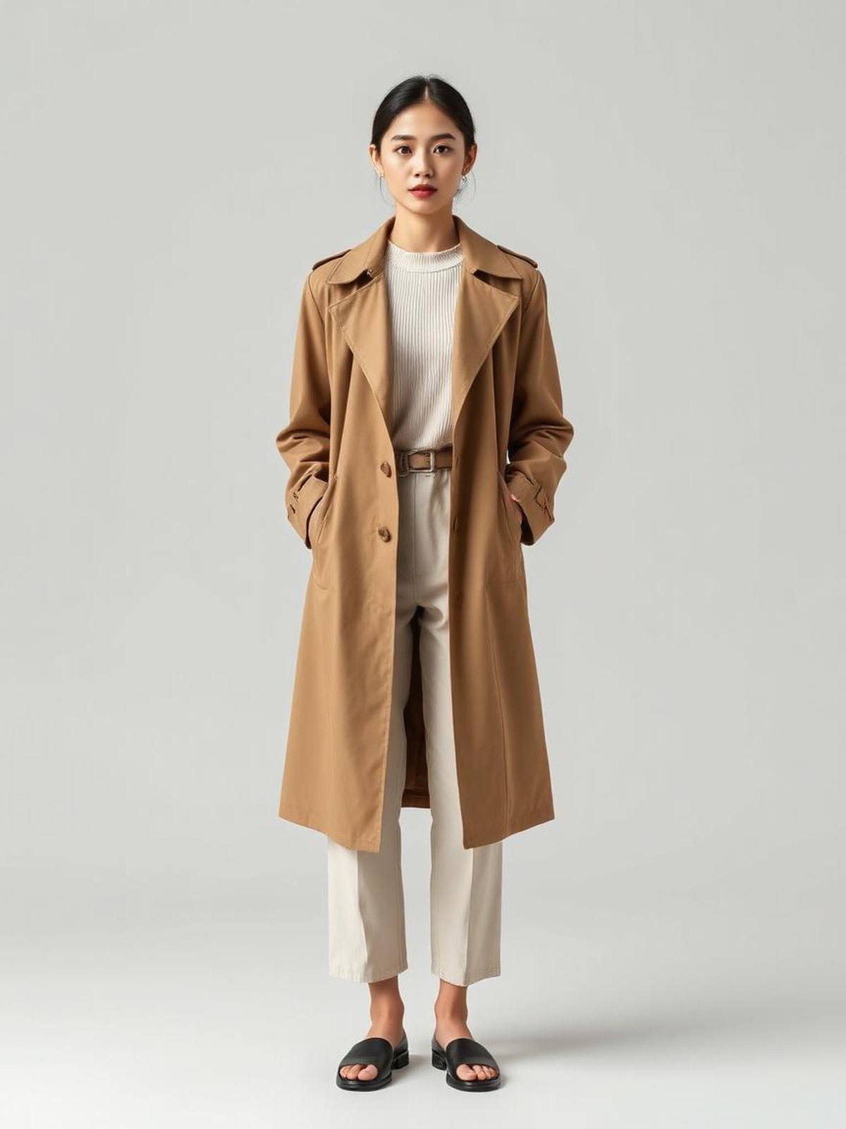 Khaki Longline Trench Coat — Khaki