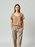 Khaki Scoop Neck Tee — Khaki