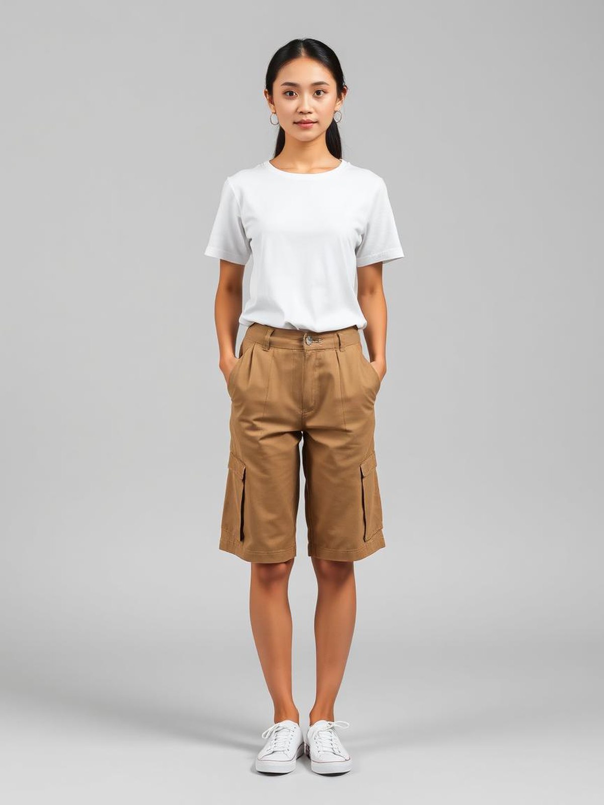 Khaki Tailored City Shorts — Khaki