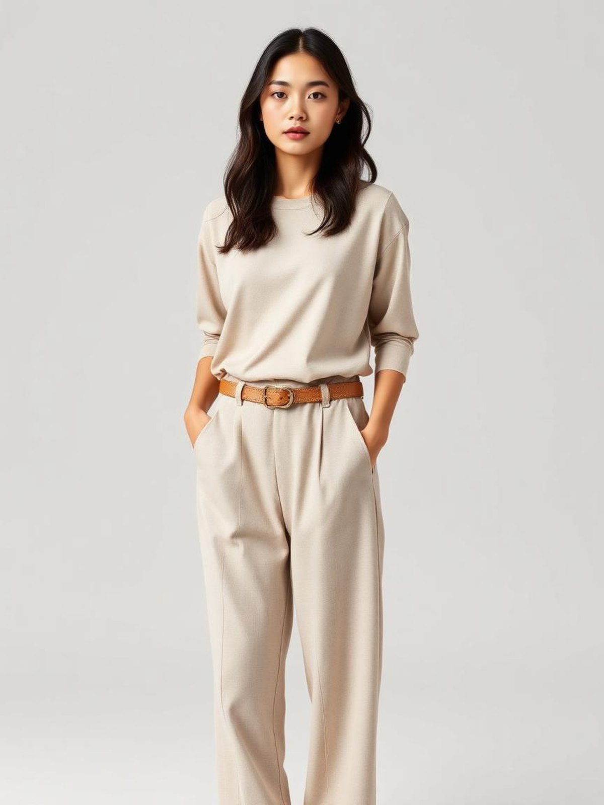 Khaki Woven Leather Belt — Khaki