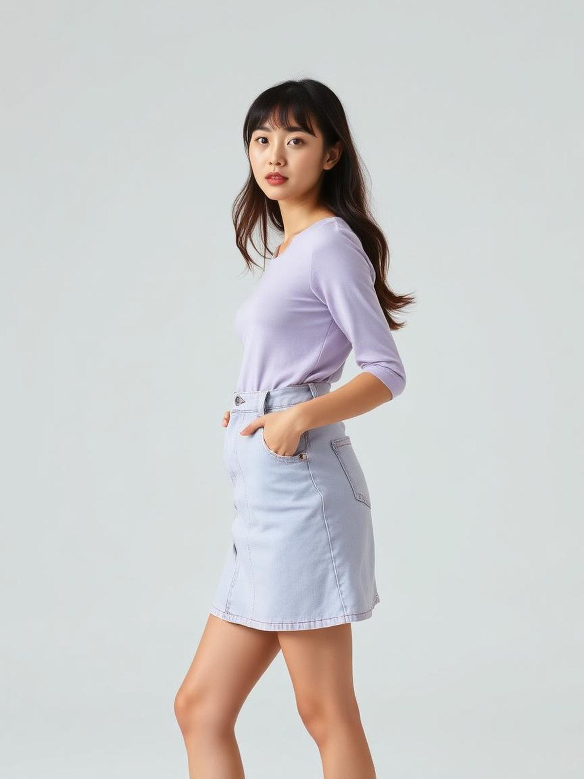 Lavender Denim Mini Skirt