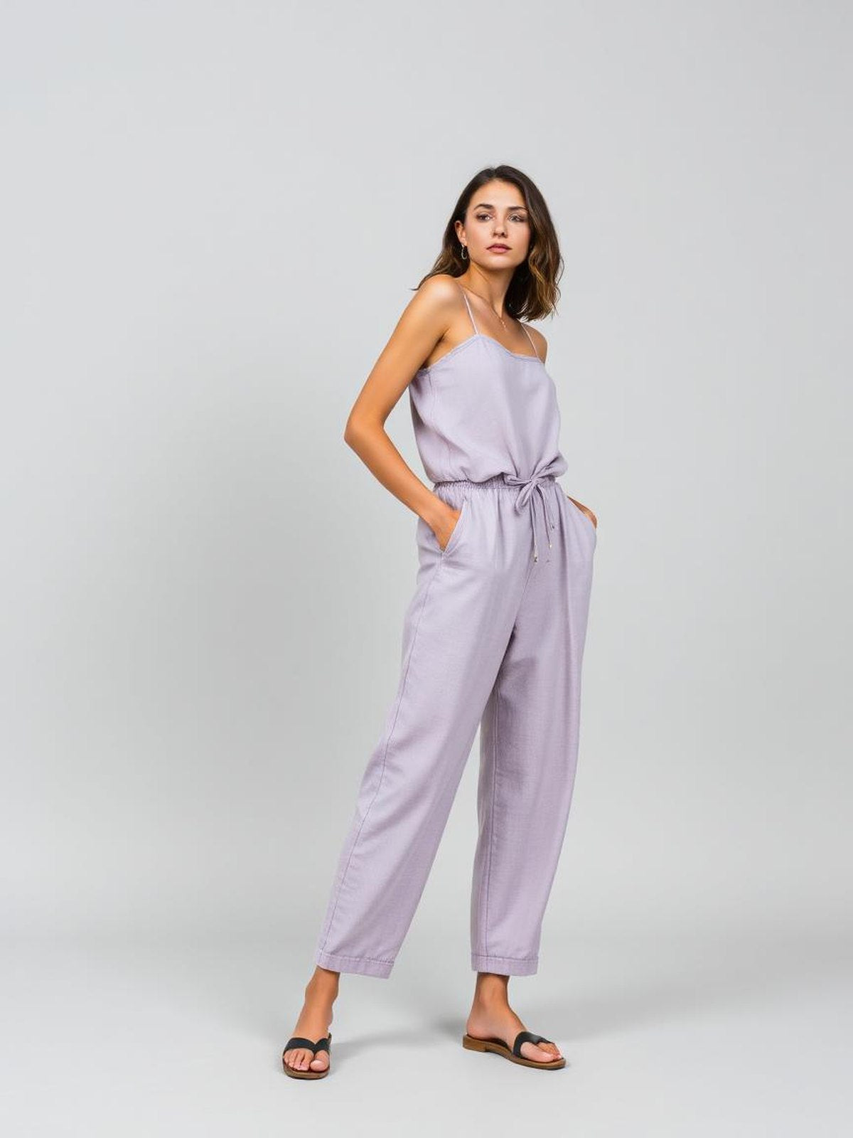 Lavender Linen Drawstring Trousers