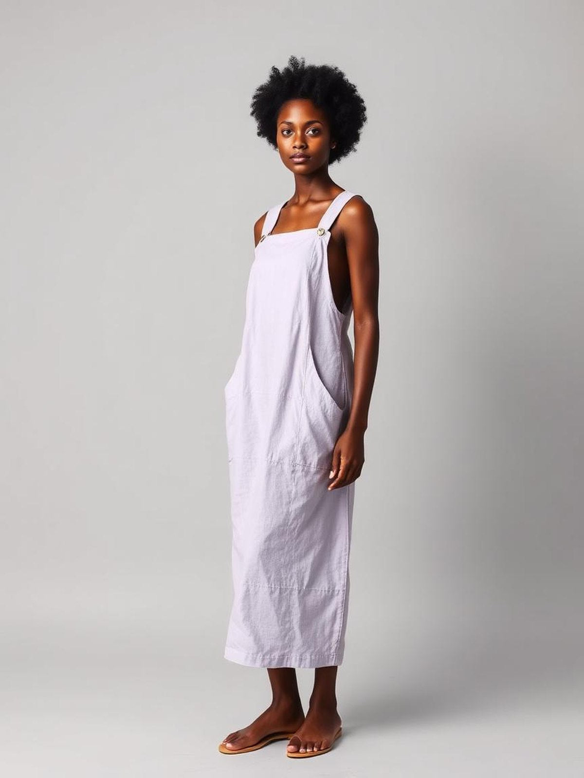 Lavender Linen Pinafore Dress