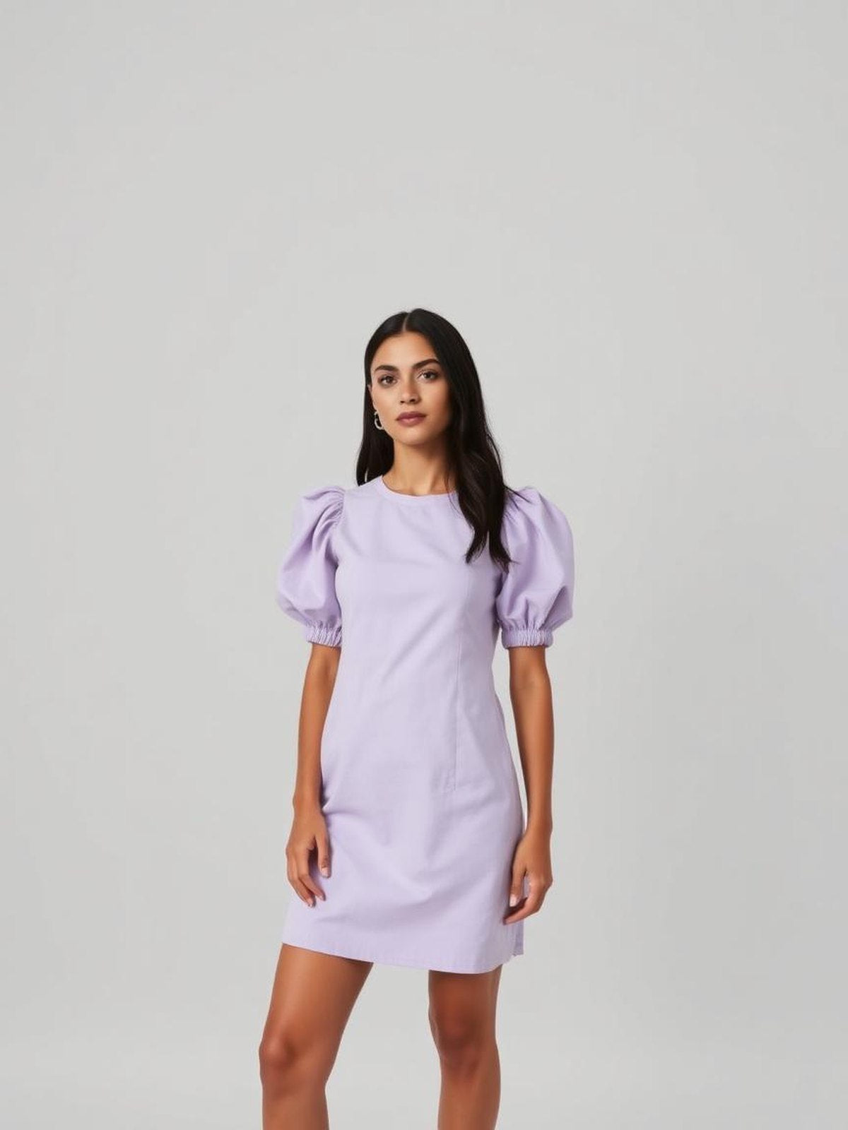Lavender Puff Sleeve Mini Dress