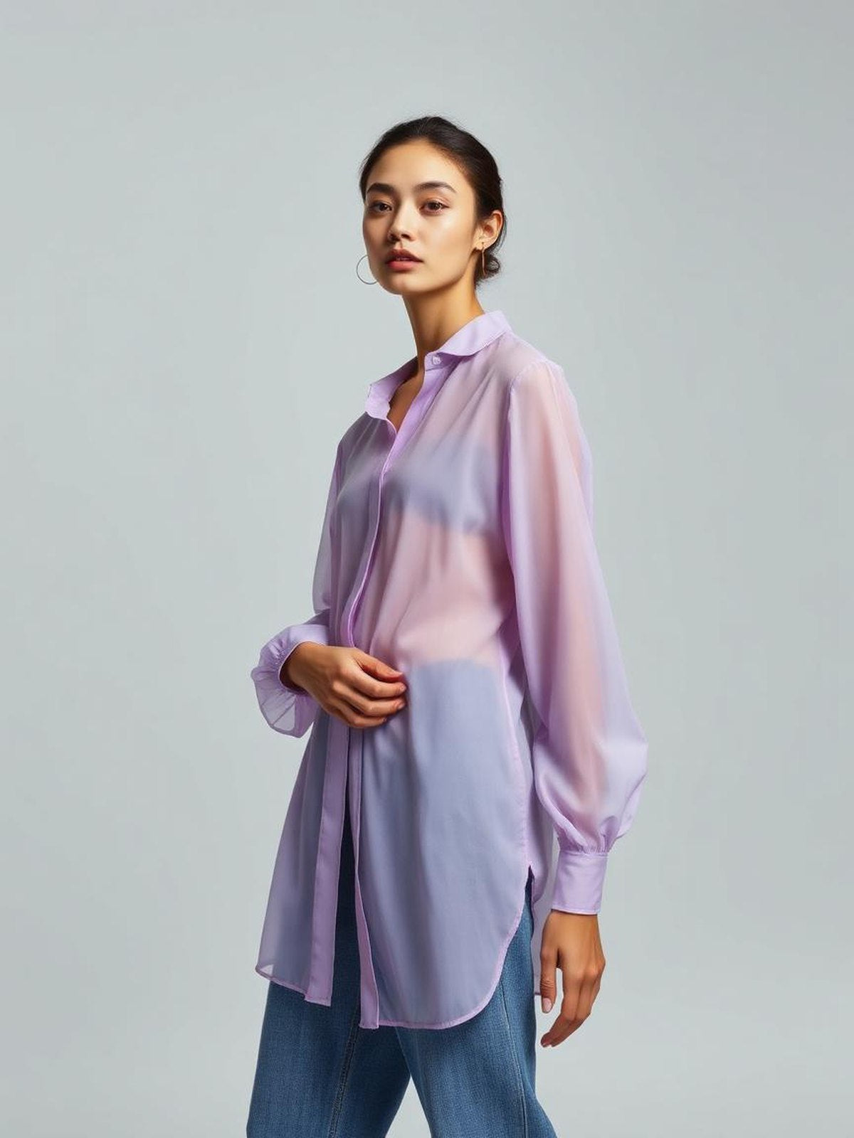 Lavender Sheer Organza Blouse