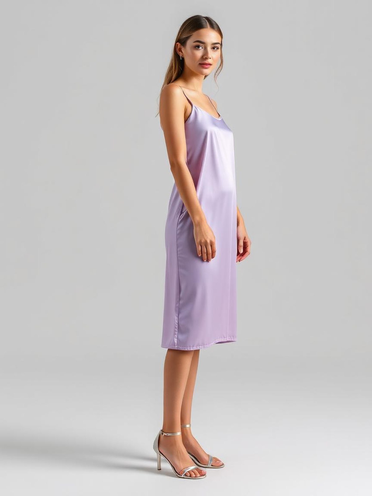 Lilac Satin Slip Dress — Lilac