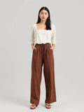 Linen Palazzo Pants — Brown