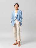Linen Relaxed Blazer — Light Blue