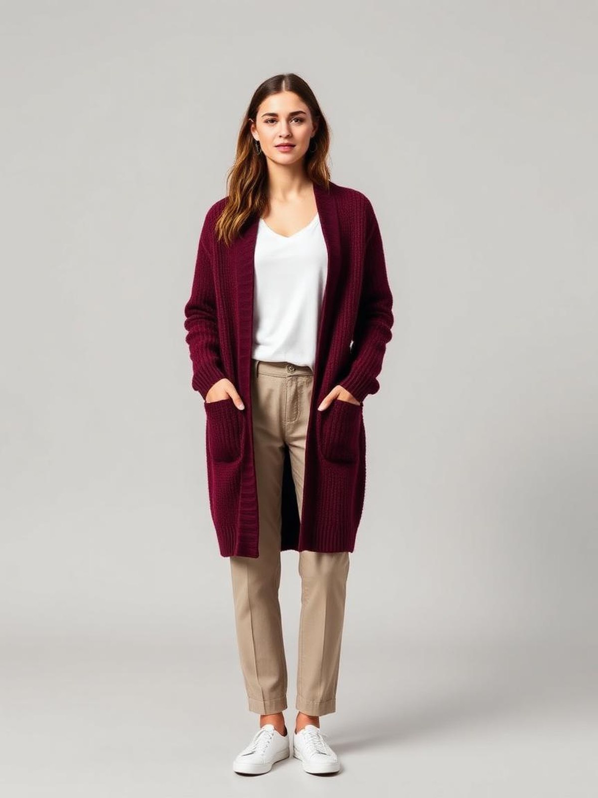 Longline Knit Coatigan — Burgundy