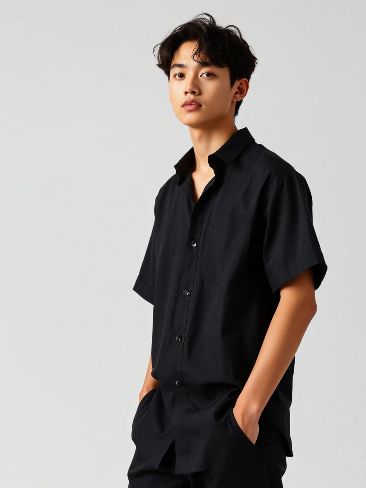 Black Linen Resort Shirt