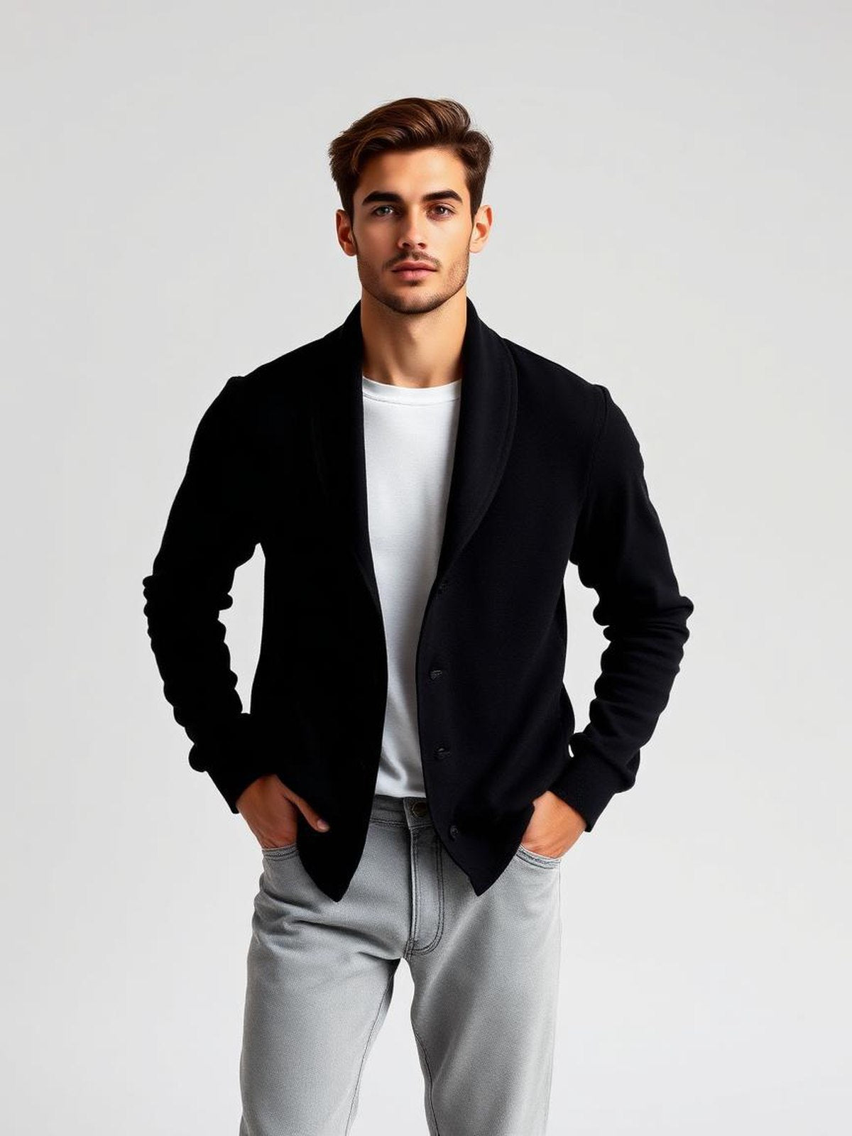 Black Shawl Collar Cardigan