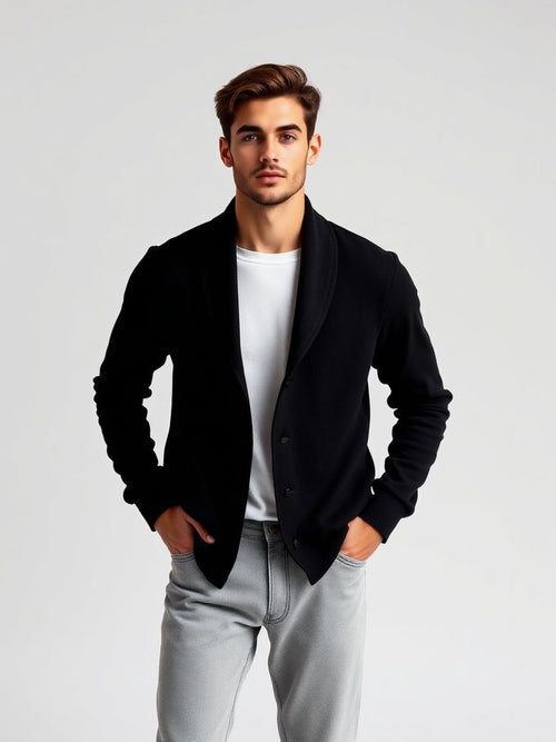 Black Shawl Collar Cardigan