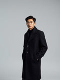 Black Wool Blend Overcoat