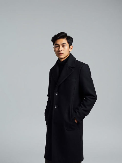 Black Wool Blend Overcoat