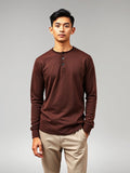Brown Henley Long Sleeve — Brown