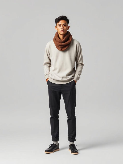 Brown Knitted Scarf — Brown