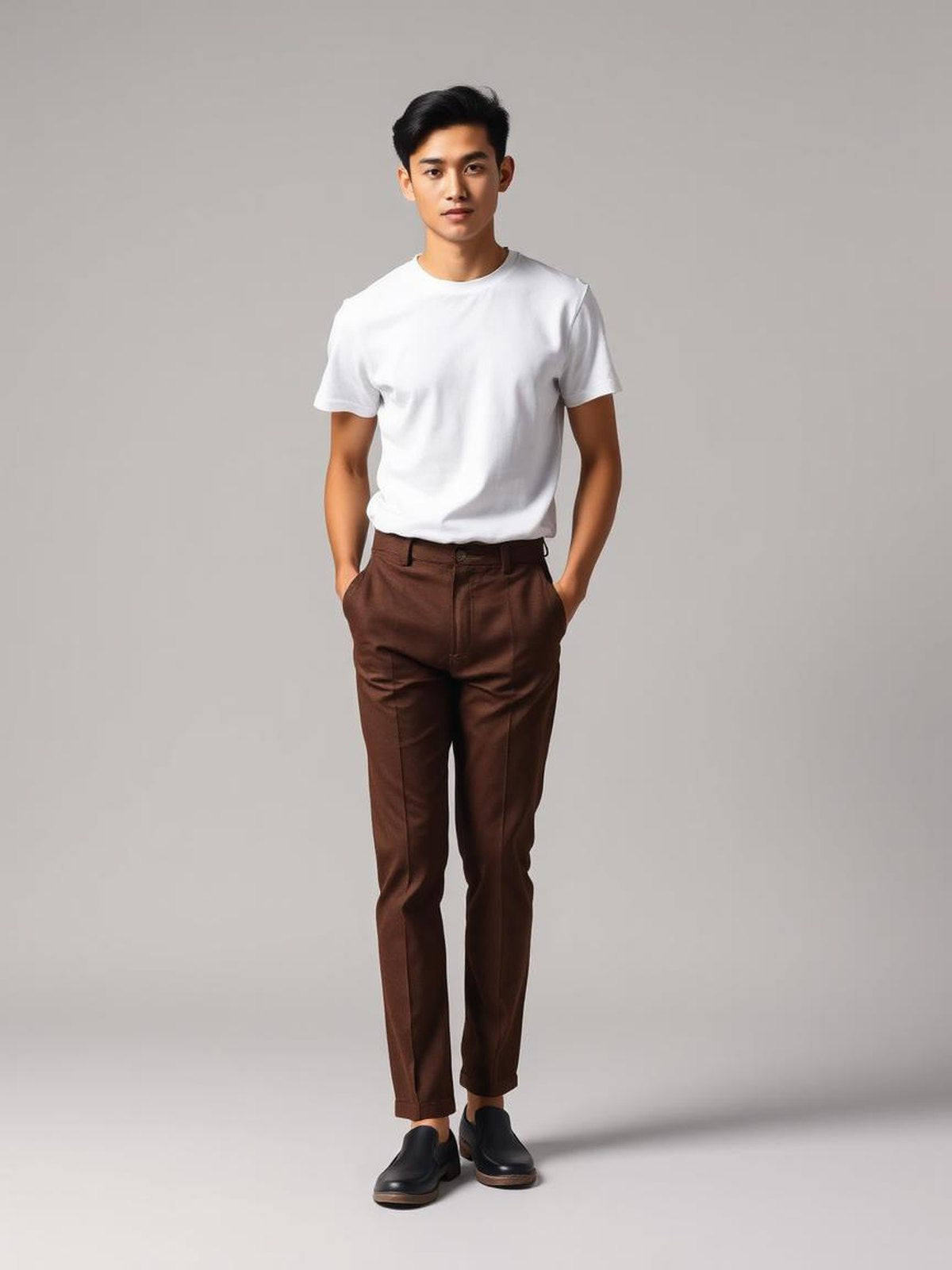 Brown Tailored Wool Trousers — Brown