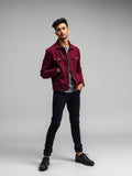 Burgundy Denim Trucker Jacket