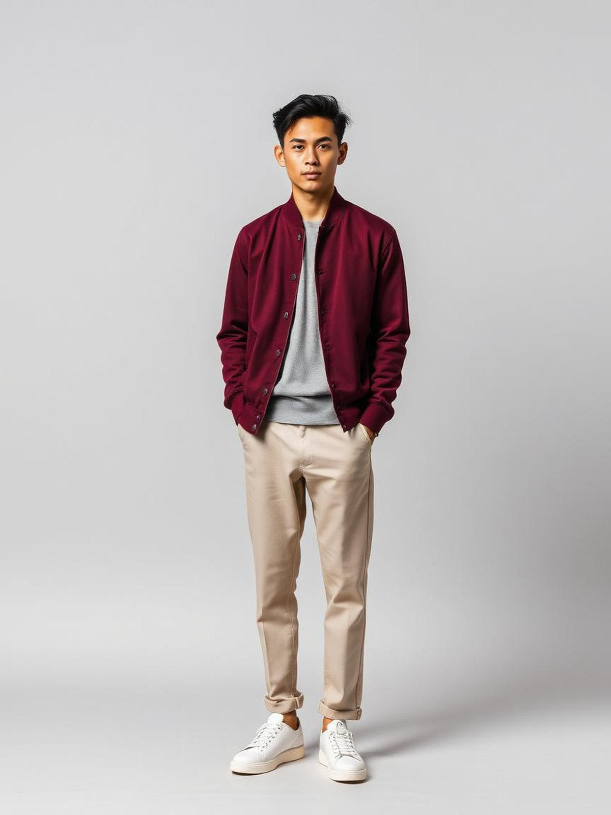 Burgundy Harrington Jacket — Burgundy