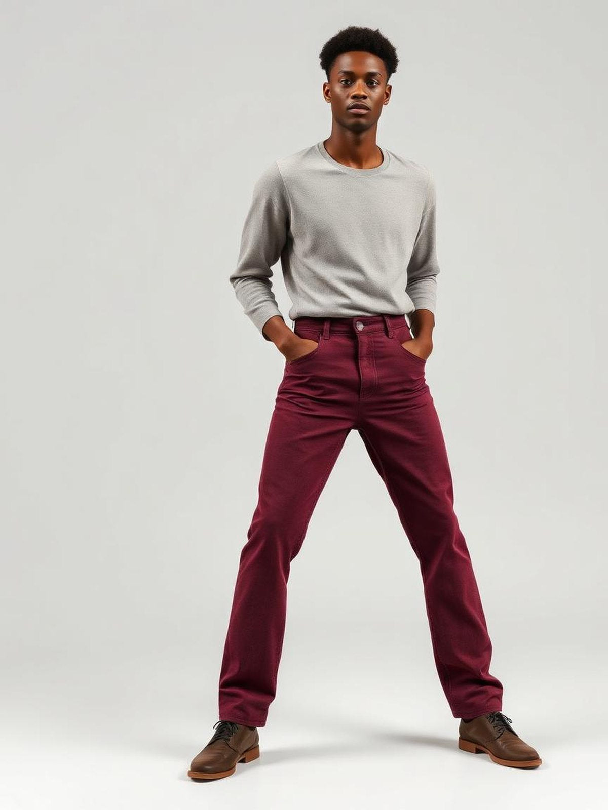 Burgundy Loose Fit Carpenter Jeans