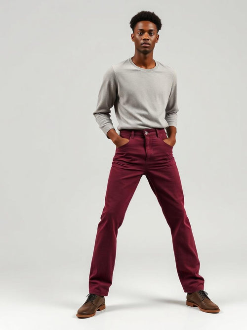 Burgundy Loose Fit Carpenter Jeans