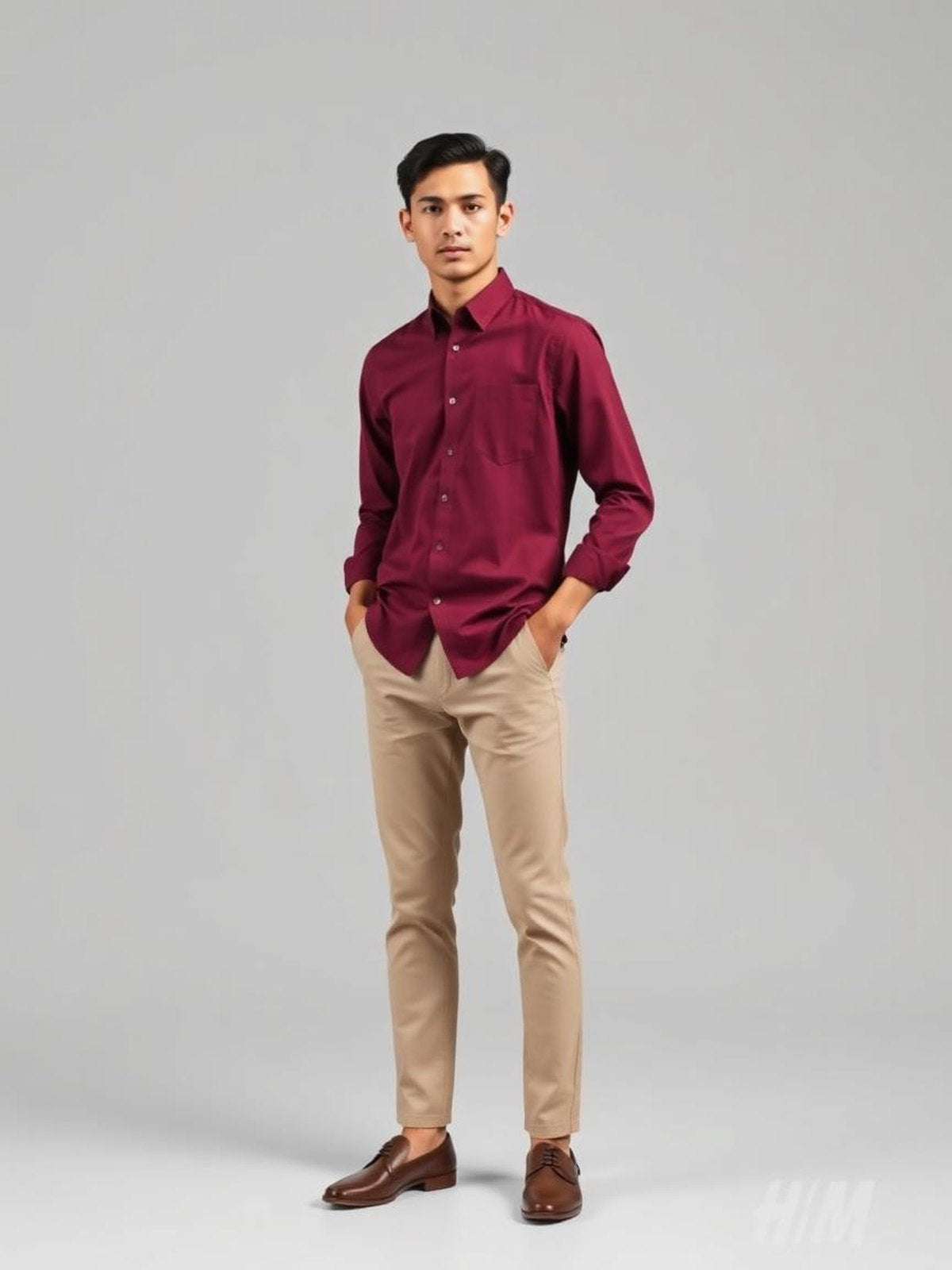 Burgundy Slim Fit Poplin Shirt — Burgundy