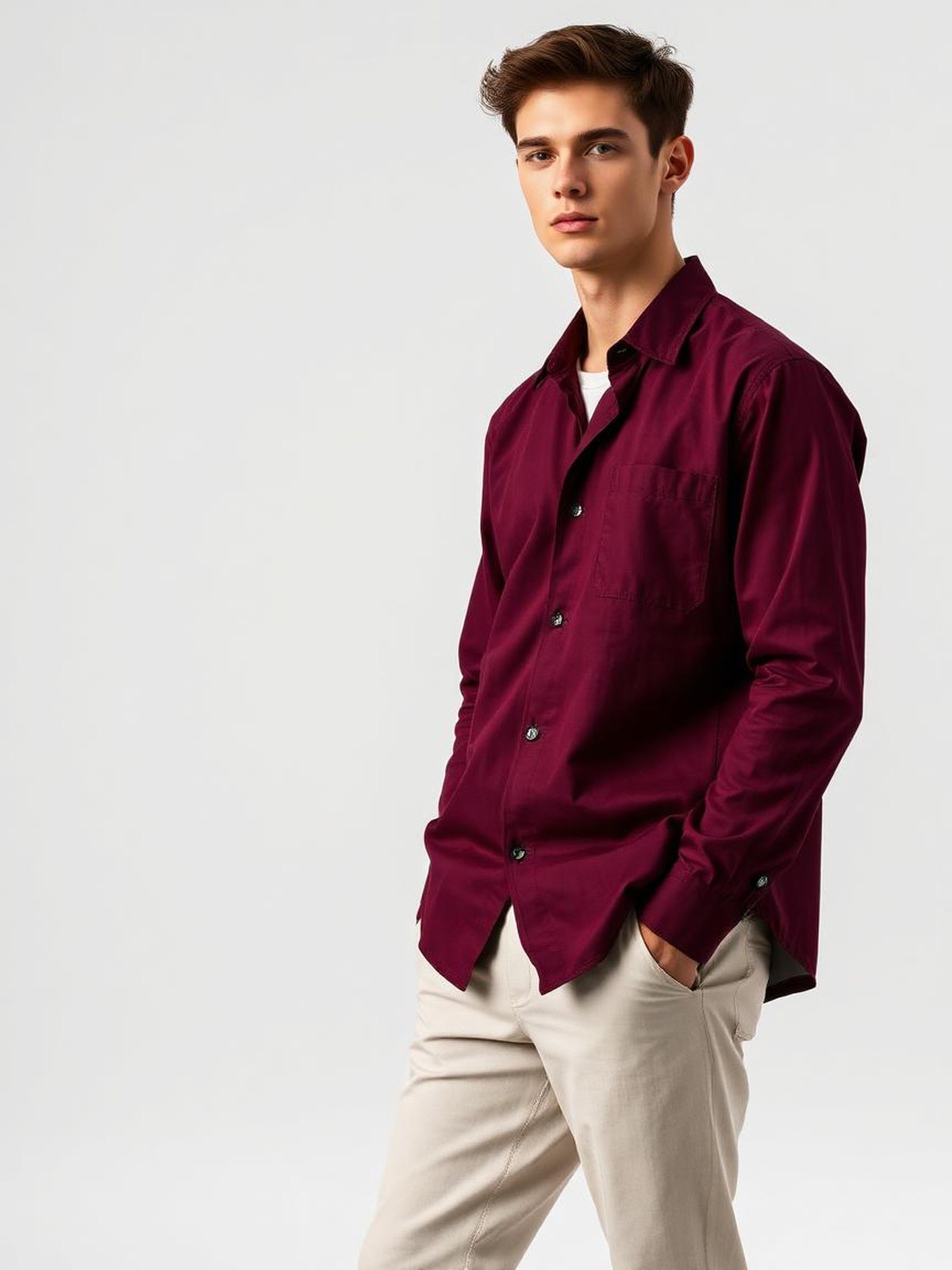 Burgundy Twill Overshirt