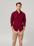 Burgundy Twill Utility Shirt — Burgundy