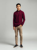 Burgundy Zip Neck Polo