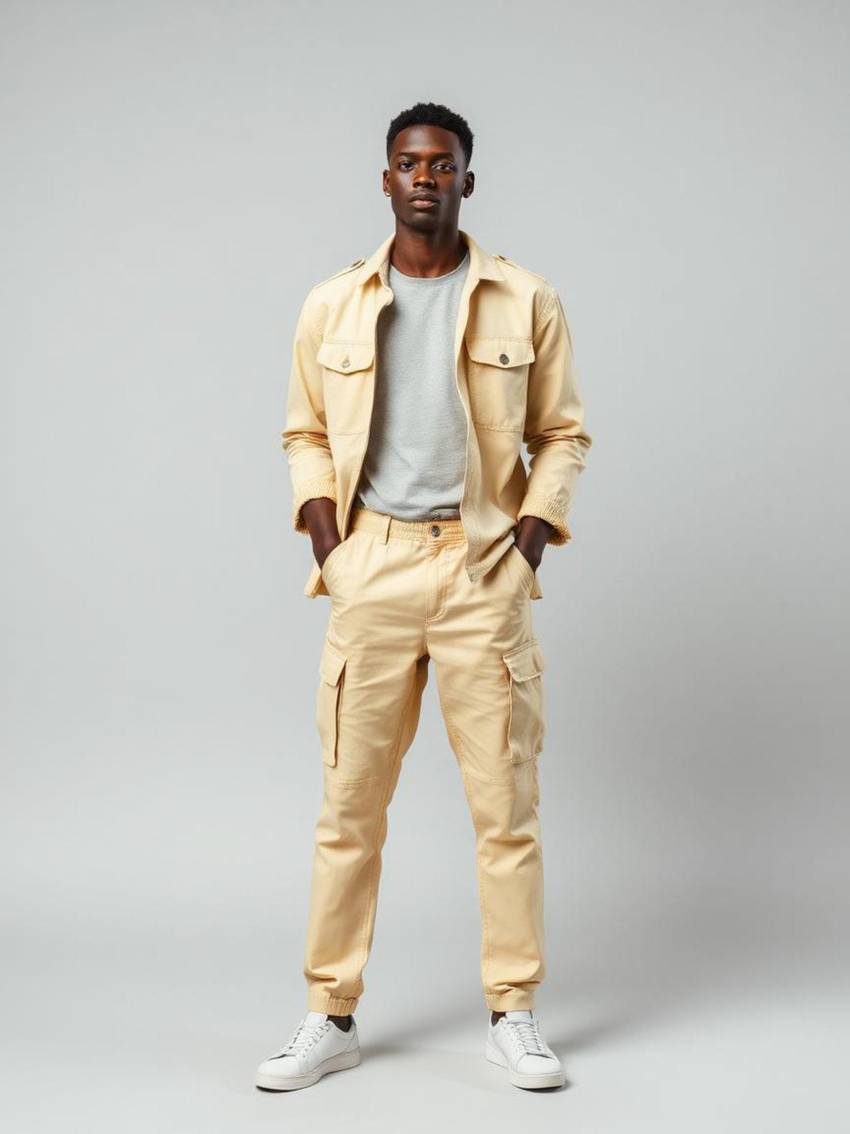 Butter Yellow Cargo Utility Trousers
