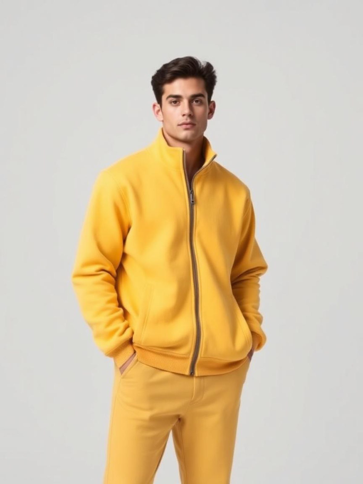 Butter Yellow Fleece Zip Jacket