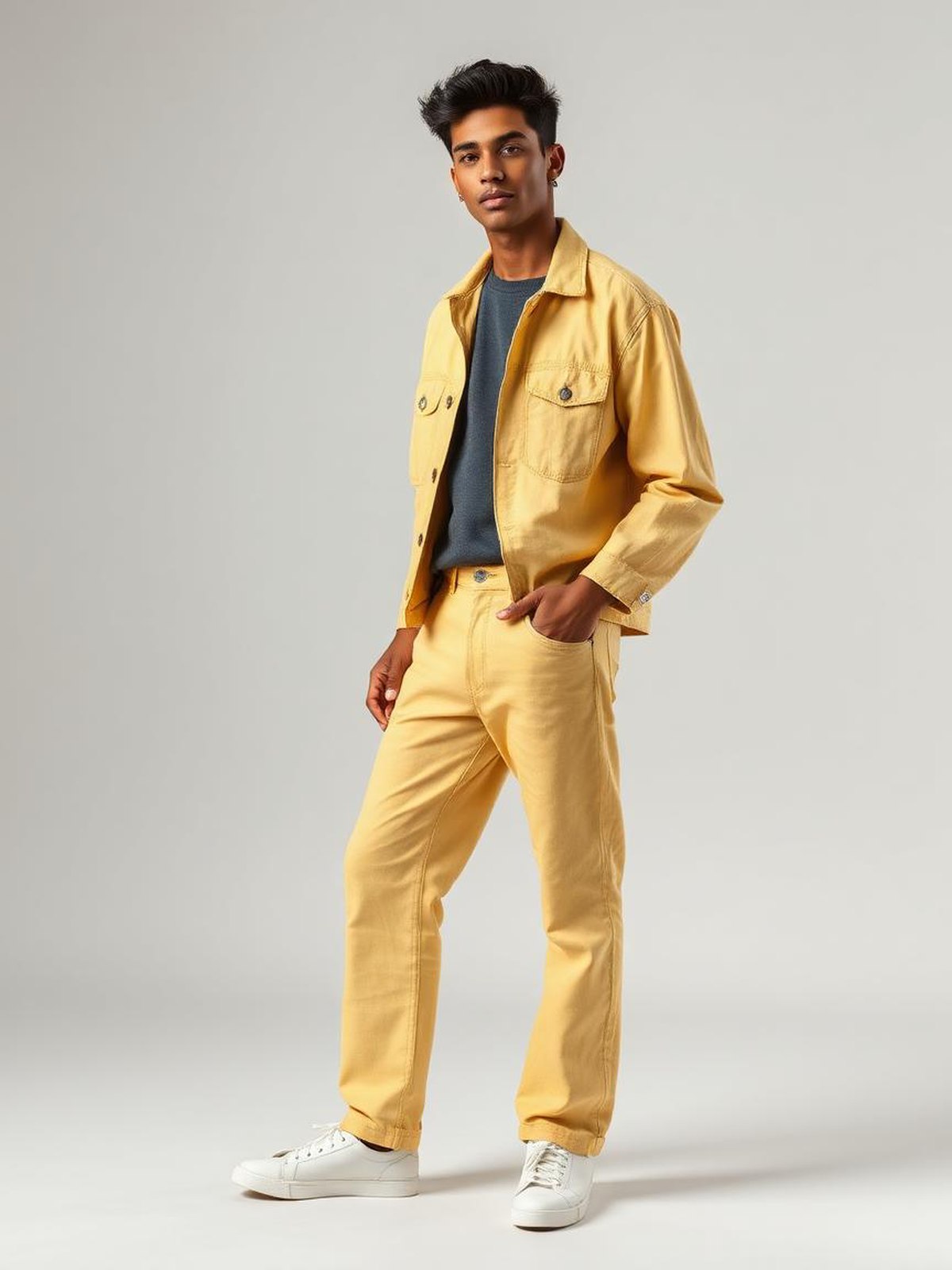 Butter Yellow Loose Fit Carpenter Jeans