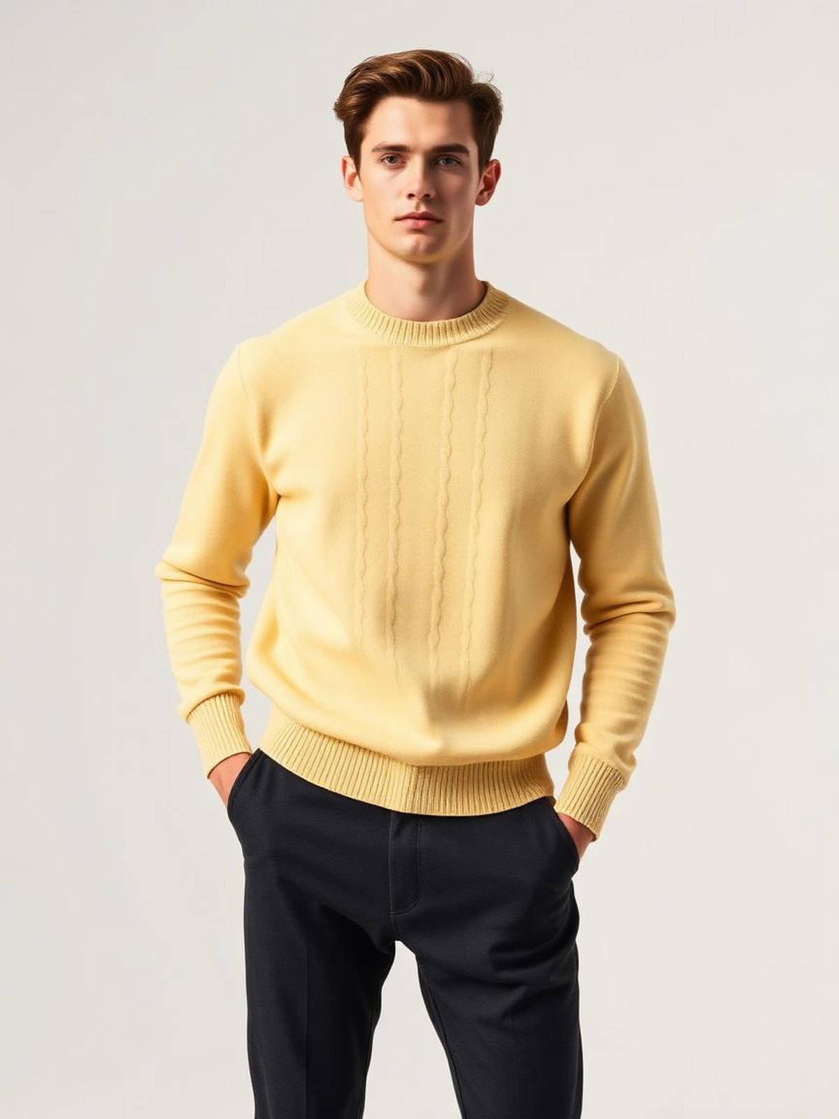 Butter Yellow Merino Crew Neck Sweater