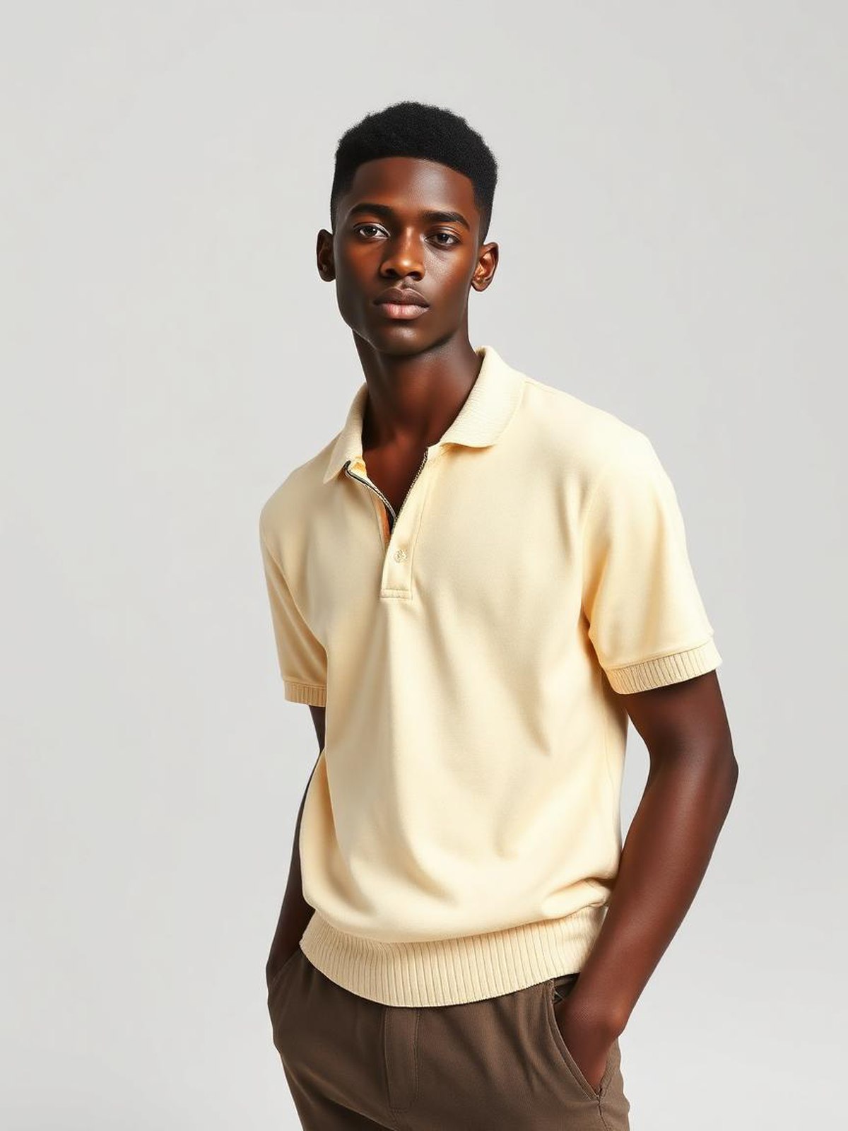 Butter Yellow Zip Neck Polo