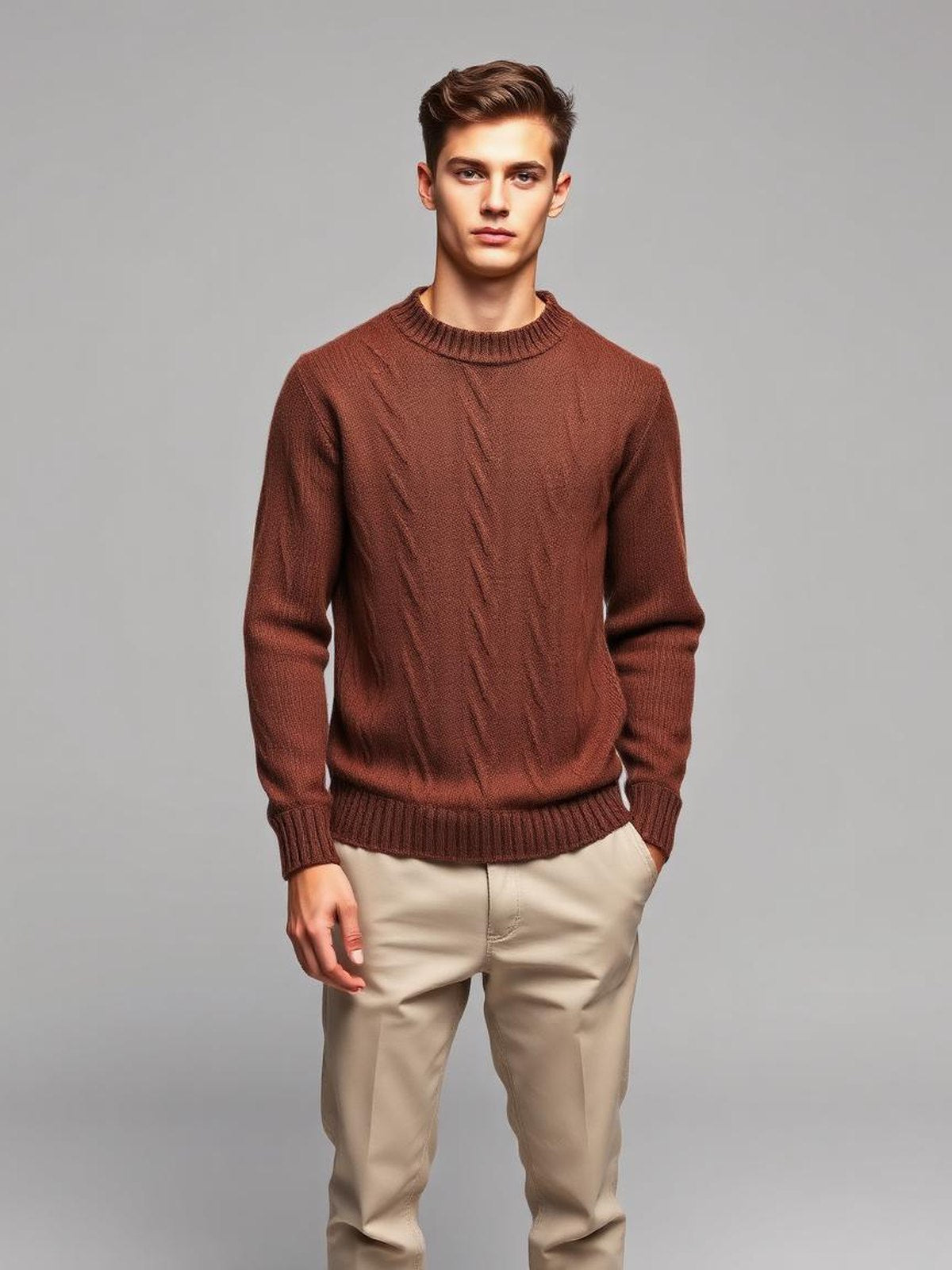 Cable Knit Sweater — Brown