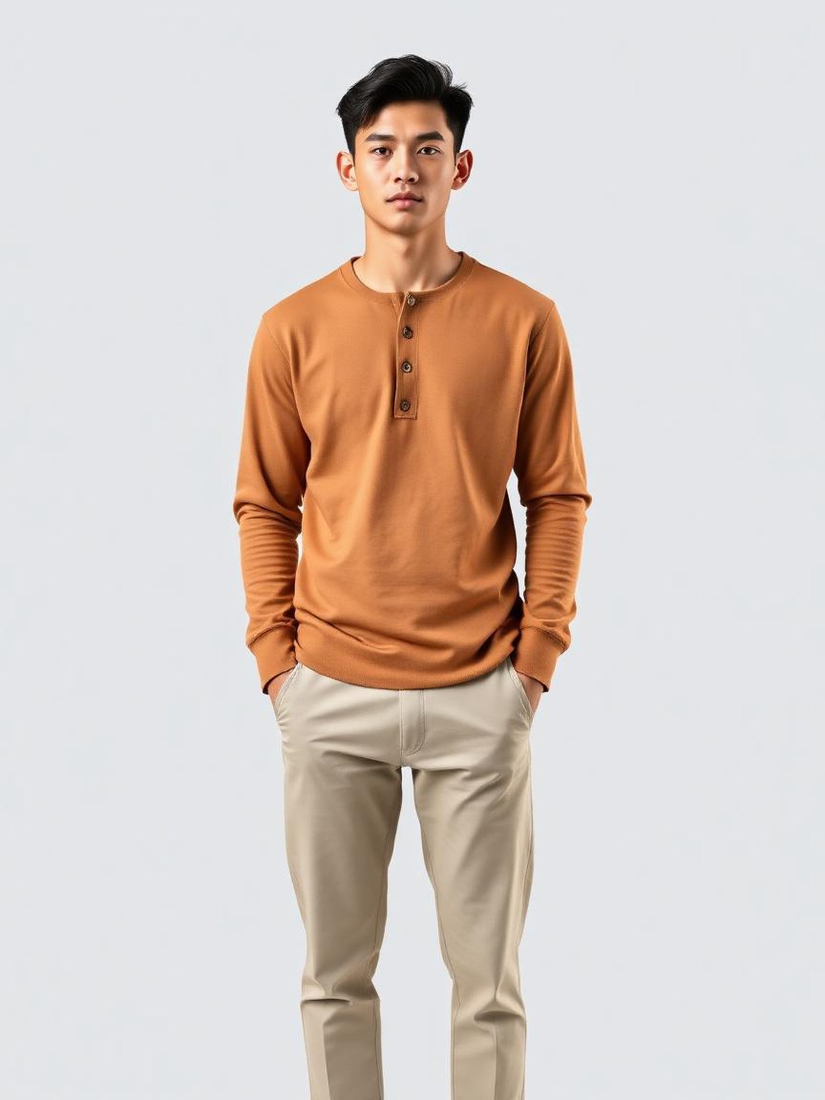 Camel Henley Long Sleeve — Camel