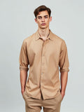 Camel Printed Camp Collar Shirt