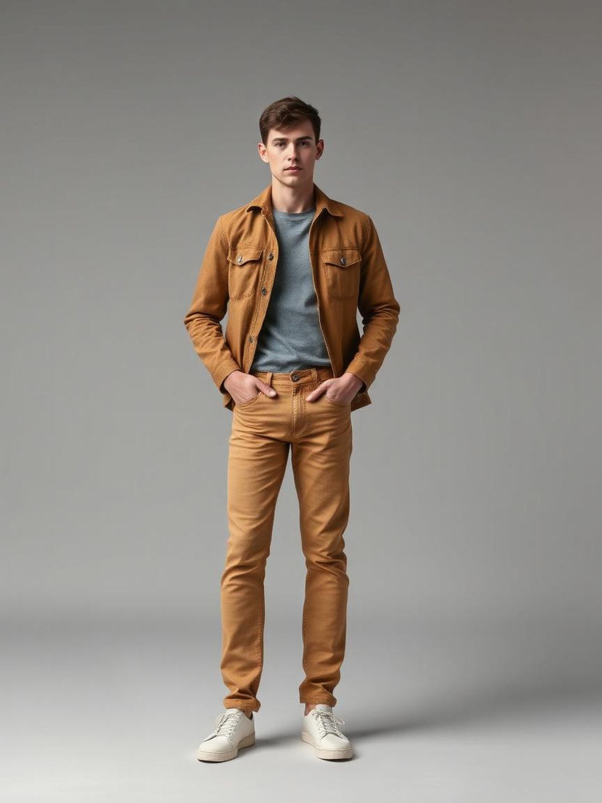 Camel Selvedge Straight Jeans