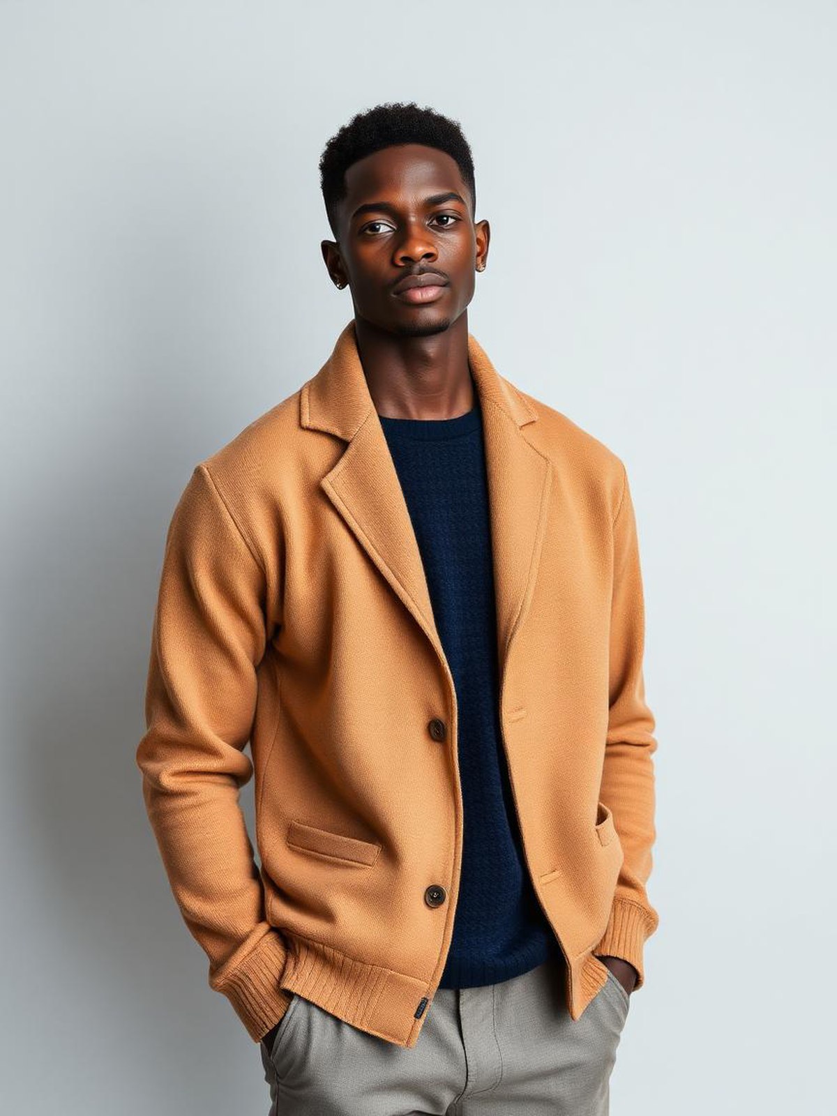 Camel Shawl Collar Cardigan